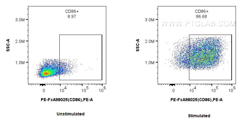 FC experiment of mouse splenocytes using PE-FcA98025