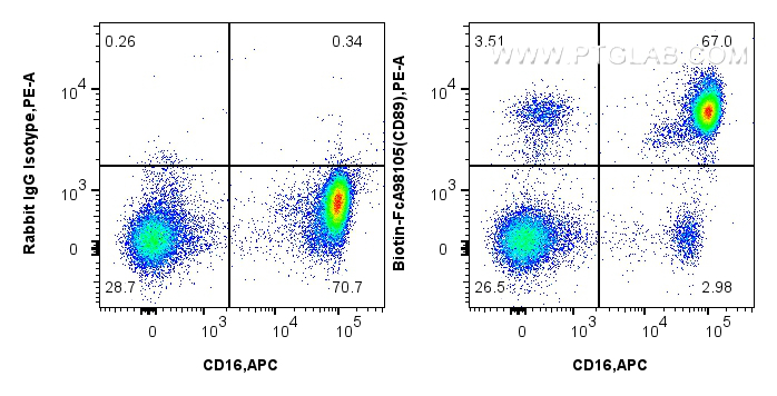 FC experiment of human peripheral blood leukocytes using Biotin-FcA98105