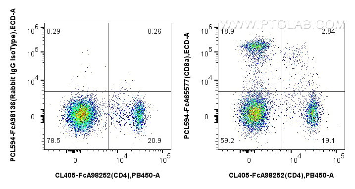 FC experiment of rat splenocytes using PCL594-FcA65577 FC experiment of rat splenocytes using PCL594-FcA65577