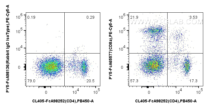 FC experiment of rat splenocytes using PY5-FcA65577 FC experiment of rat splenocytes using PY5-FcA65577