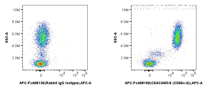 FC experiment of human peripheral blood leukocyte using APC-FcA98169 FC experiment of human peripheral blood leukocyte using APC-FcA98169
