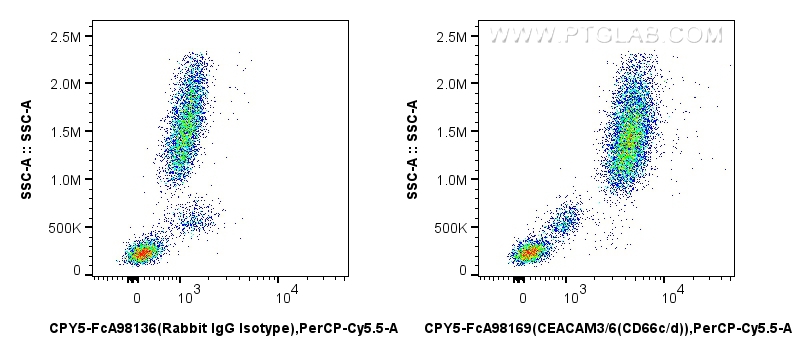 FC experiment of human peripheral blood leukocyte using CPY5-FcA98169 FC experiment of human peripheral blood leukocyte using CPY5-FcA98169