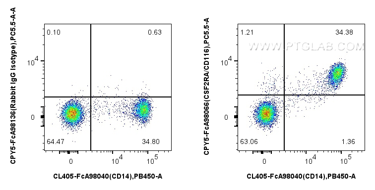 FC experiment of human PBMCs using CPY5-FcA98066