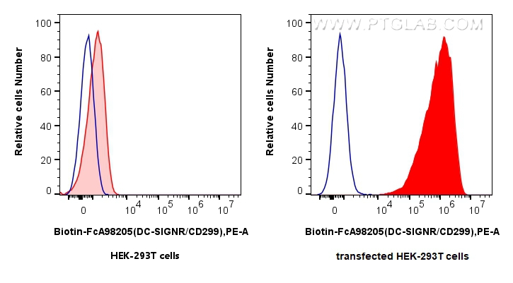 FC experiment of Transfected HEK-293T using Biotin-FcA98205 FC experiment of Transfected HEK-293T using Biotin-FcA98205