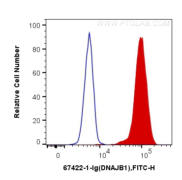FC experiment of HeLa using 67422-1-Ig (same clone as 67422-1-PBS)