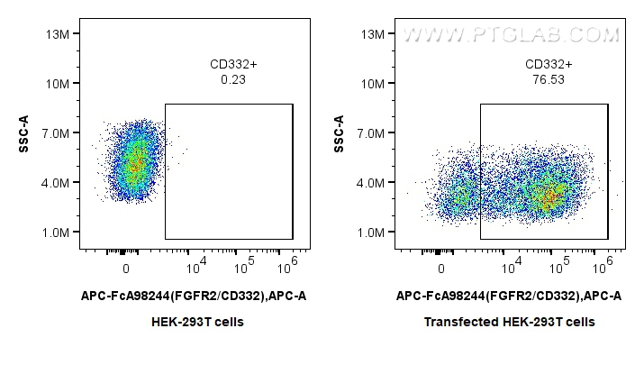 FC experiment of Transfected HEK-293T using APC-FcA98244 FC experiment of Transfected HEK-293T using APC-FcA98244