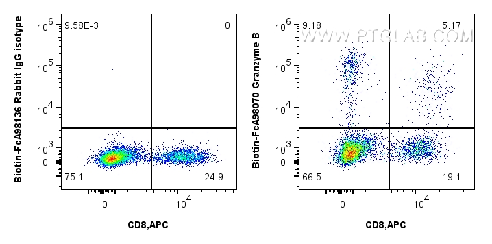 FC experiment of human PBMCs using Biotin-FcA98070