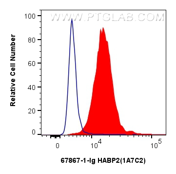 FC experiment of HepG2 using 67867-1-Ig (same clone as 67867-1-PBS)