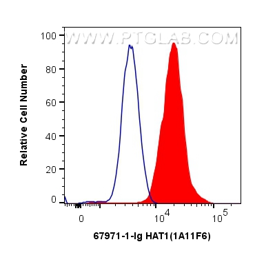 FC experiment of HepG2 using 67971-1-Ig (same clone as 67971-1-PBS)