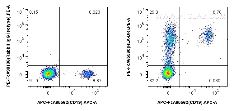 FC experiment of human PBMCs using PE-FcA65560
