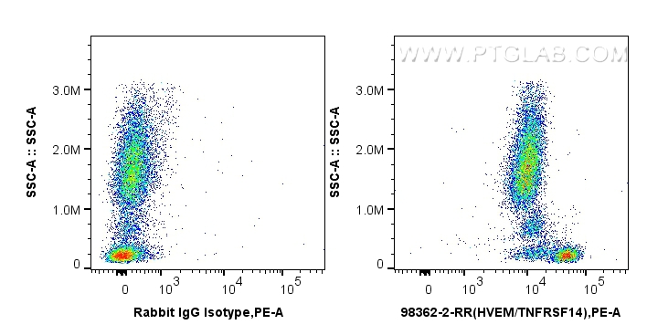 FC experiment of human peripheral blood leukocytes using 98362-2-RR (same clone as 98362-2-PBS)