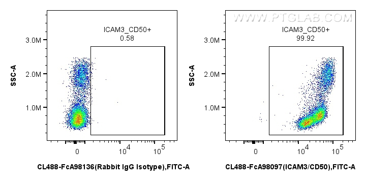 FC experiment of human PBMCs using CL488-FcA98097 FC experiment of human PBMCs using CL488-FcA98097