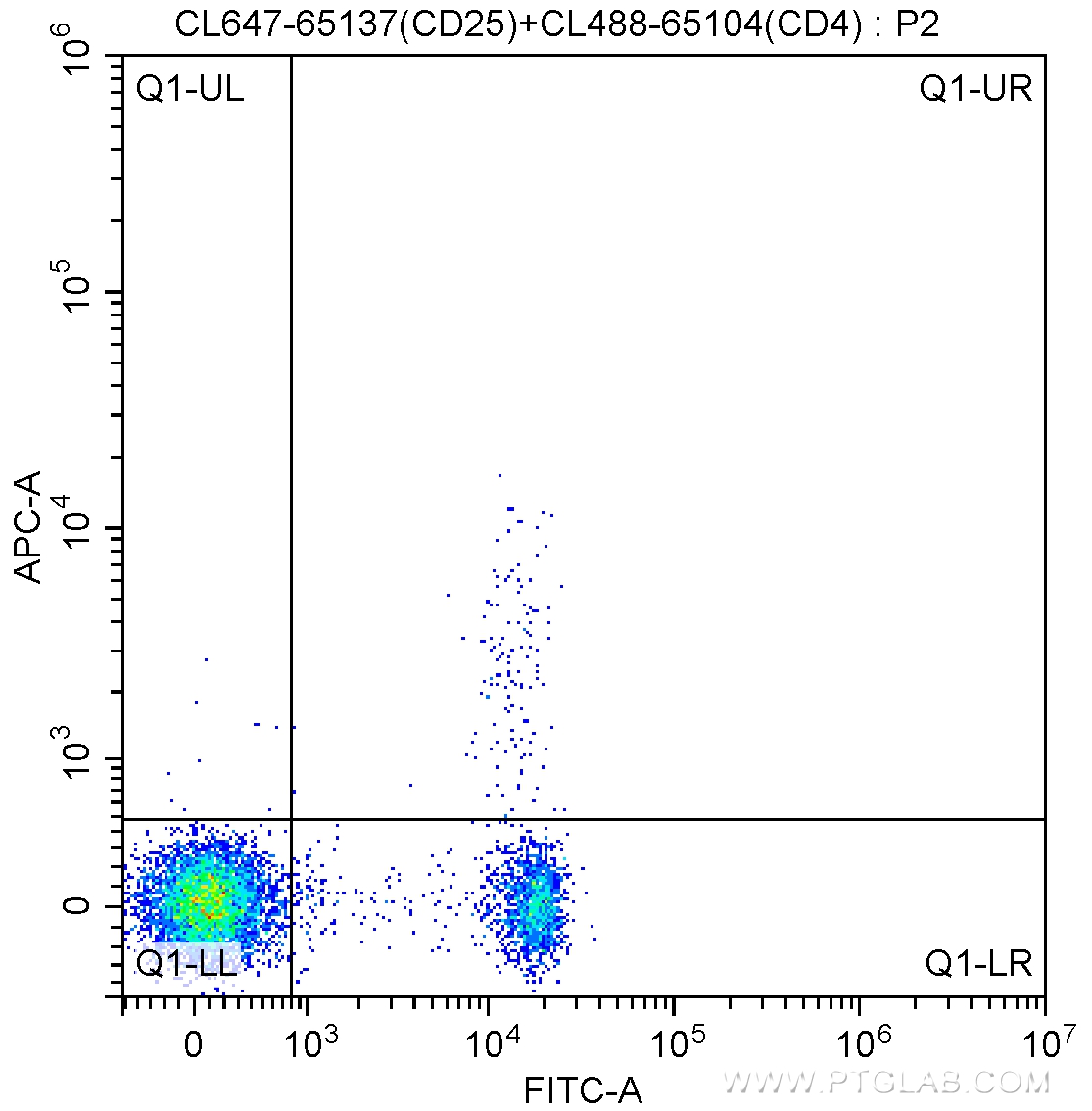 FC experiment of mouse splenocytes using CL647-65212