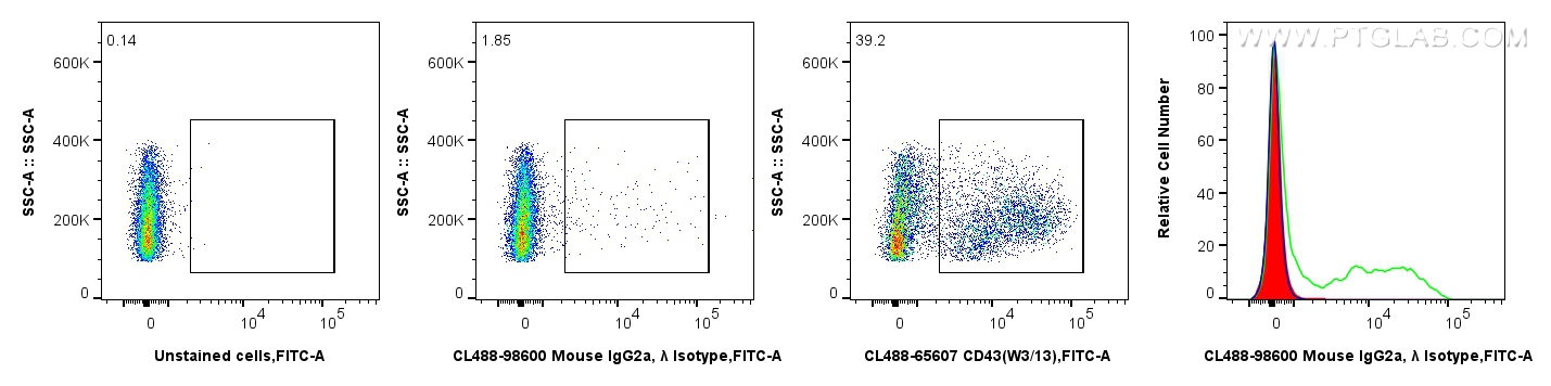 FC experiment of rat splenocytes using CL488-98600
