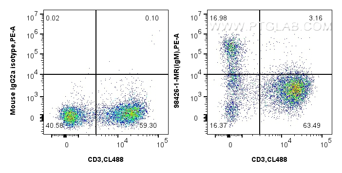 FC experiment of rabbit splenocytes using 98426-1-MR (same clone as 98426-1-PBS) FC experiment of rabbit splenocytes using 98426-1-MR (same clone as 98426-1-PBS)