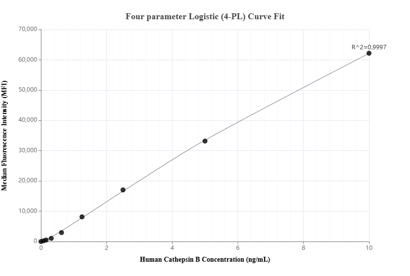 Cytometric bead array standard curve of MP03489-1 Cytometric bead array standard curve of MP03489-1