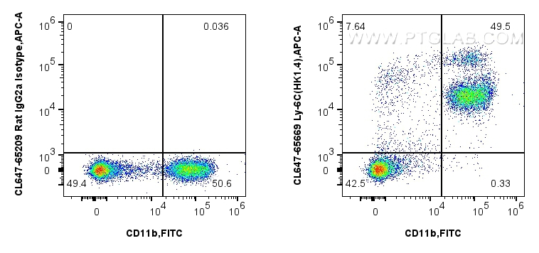 FC experiment of mouse bone marrow cells using CL647-65669
