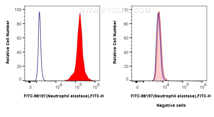 FC experiment of mouse bone marrow cells using FITC-98197
