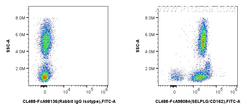 FC experiment of human peripheral blood leukocyte using CL488-FcA98084