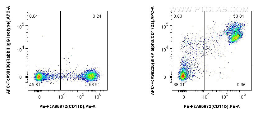 FC experiment of mouse bone marrow cells using APC-FcA98225