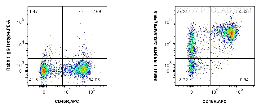 FC experiment of mouse splenocytes using 98541-1-RR (same clone as 98541-1-PBS) FC experiment of mouse splenocytes using 98541-1-RR (same clone as 98541-1-PBS)