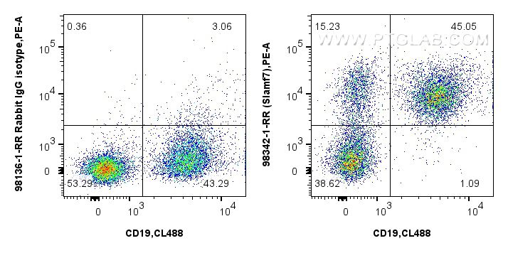FC experiment of mouse splenocytes using 98342-1-RR (same clone as 98342-1-PBS)