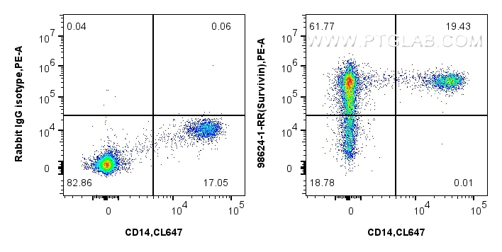 FC experiment of human PBMCs using 98624-1-RR (same clone as 98624-1-PBS)