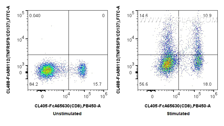 FC experiment of human PBMCs using CL488-FcA98112 FC experiment of human PBMCs using CL488-FcA98112
