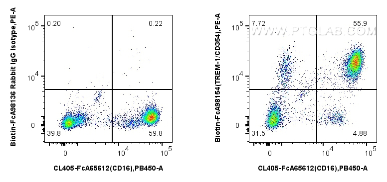 FC experiment of human peripheral blood leukocytes using Biotin-FcA98154